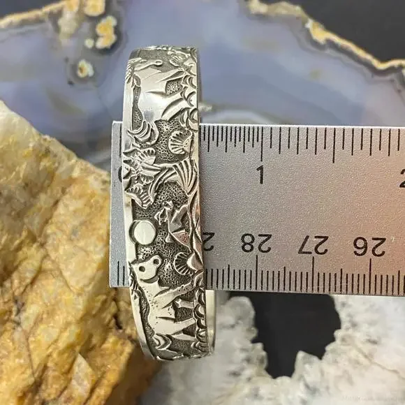 Lloyd Becenti Sterling Silver Horses in Desert Storyteller Bracelet For Women #3 - Picture 10 of 10